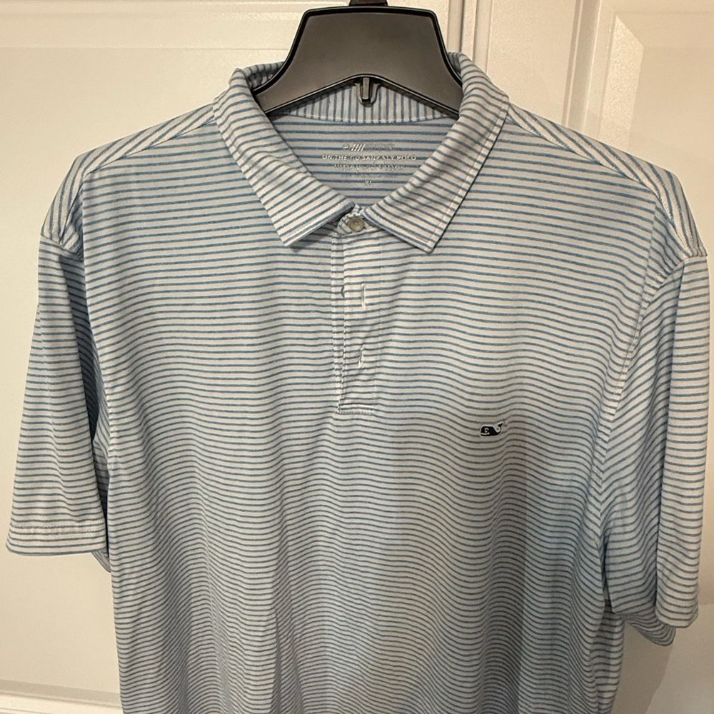 Nautica Men's Polo Shirt - Light Blue Stripes